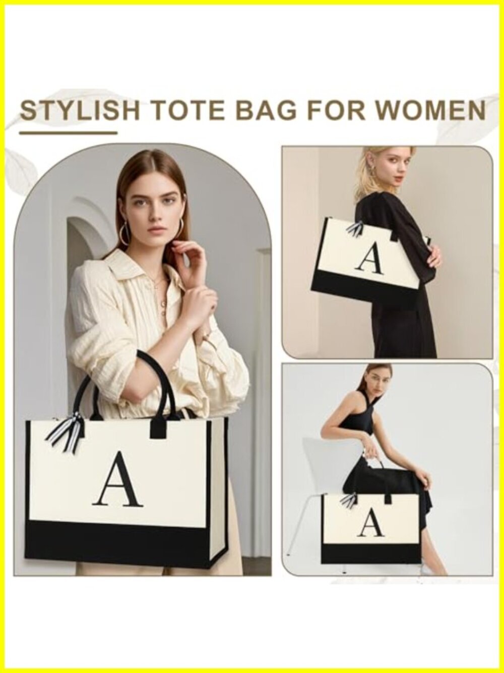 Personalized Canvas Tote Bag Monogrammed Gift for Women - Picture 6 of 6